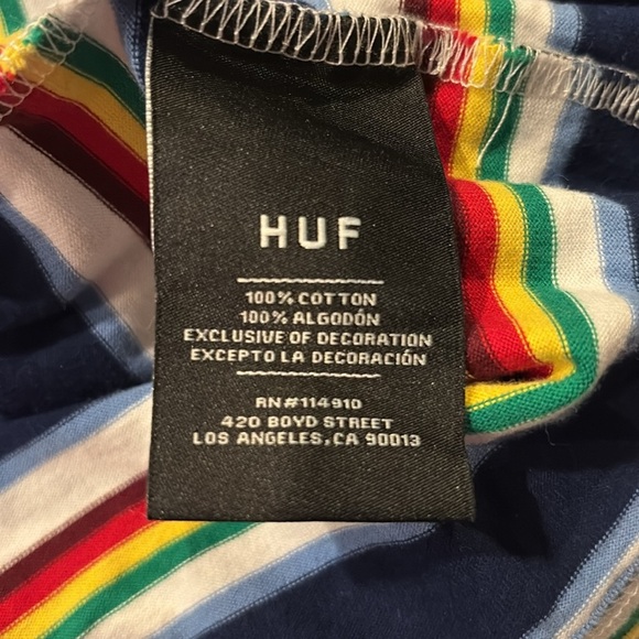 XL Huf worldwide Striped T-Shirt 100% cotton - Picture 3 of 4
